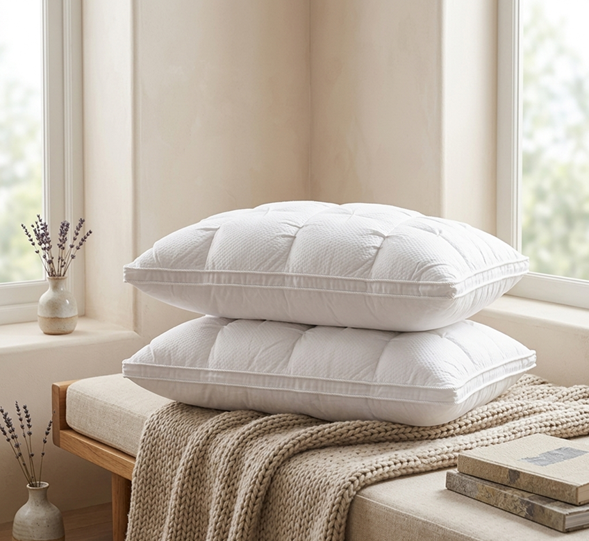 Oreiller 100% naturel en coton & duvet d'oie
