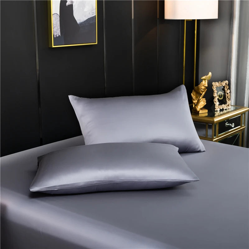 Taie d'oreiller 100% pure soie de mûrier - Gris intense